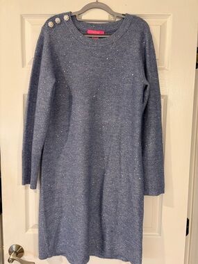 Lilly Pulitzer Blue Sparkle Knit Long Sleeve Dress